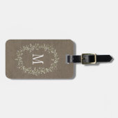 Burlap Floral Monogram Bagagelabel (Voorkant horizontaal)