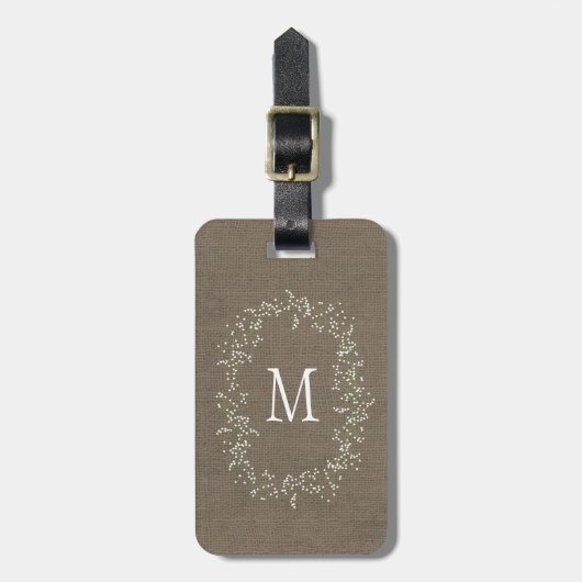 Burlap Floral Monogram Bagagelabel (Voorkant verticaal)