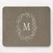  Burlap Floral Monogram Muismat (Voorkant)