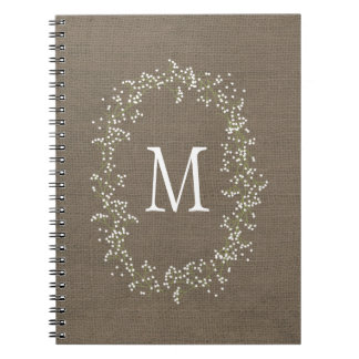  Burlap Floral Monogram Notitieboek