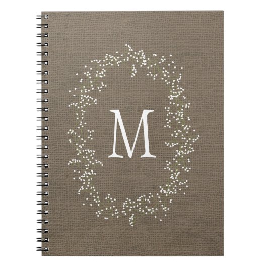 Burlap Floral Monogram Notitieboek (Voorkant)