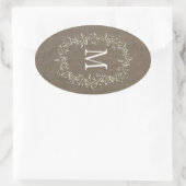  Burlap Floral Monogram Ovale Sticker (Tas)