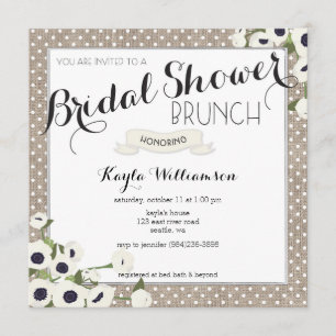 Burlap Flowers Vrijgezellenfeest Brunch Uitnodigin Kaart