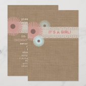 Burlap geïnspireerd Baby shower Kaart (Voorkant / Achterkant)