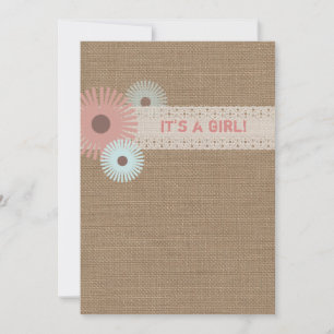 Burlap geïnspireerd Baby shower Kaart