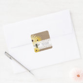 Burlap Geïnspireerd Black Eyed Susans & Bee Adres Vierkante Sticker (Envelop)