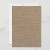 Burlap geïnspireerd buitenshuis / kampeerbruiloft kaart (Achterkant)