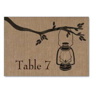 Burlap Geïnspireerd Lantaarn Trouwtafel Nummer Kaa Kaart