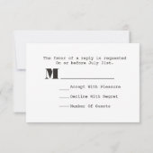 Burlap Geïnspireerd Oil Lantern Monogram R.S.V.P. RSVP Kaartje (Achterkant)