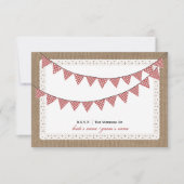 Burlap geïnspireerd rood gingham Bunting RSVP (Voorkant)