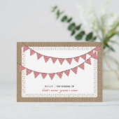 Burlap geïnspireerd rood gingham Bunting RSVP (Staand voorkant)