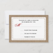 Burlap geïnspireerd rood gingham Bunting RSVP (Achterkant)