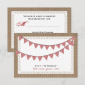 Burlap geïnspireerd rood gingham Bunting RSVP (Voorkant / Achterkant)