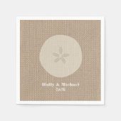 Burlap Geïnspireerd Sand Dollar bruiloft servetten (Voorkant)
