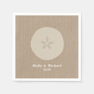 Burlap Geïnspireerd Sand Dollar bruiloft servetten