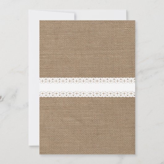 Burlap Geïnspireerd tandham en Floral Bunting Wedd Kaart (Achterkant)