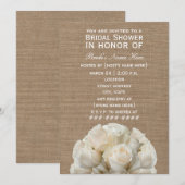 Burlap Geïnspireerd White Roses Vrijgezellenfeest  Kaart (Voorkant / Achterkant)