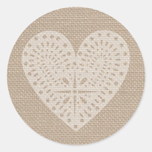 Burlap geïnspireerd witte hart Sticker (Voorkant)
