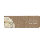 Burlap geïnspireerd witte rozen adreslabel etiket (Voorkant)