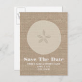 Burlap Geïnspireerd Zand Dollar Wedding Save The D Aankondigingskaart (Voorkant / Achterkant)