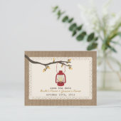 Burlap geïnspireerde Lantaarn Fall Wedding Save th Aankondigingskaart (Staand voorkant)