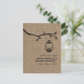 Burlap geïnspireerde olielantaarn Rustic Save the Aankondigingskaart (Staand voorkant)
