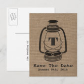 Burlap geïnspireerde olielantaarn Save the Date Br Aankondigingskaart (Voorkant / Achterkant)