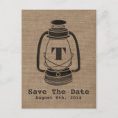 Burlap geïnspireerde olielantaarn Save the Date Br Aankondigingskaart (Voorkant)