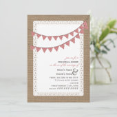 Burlap Geïnspireerde Red Gingham Bunting Rehearsal Kaart (Staand voorkant)