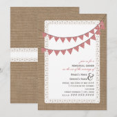 Burlap Geïnspireerde Red Gingham Bunting Rehearsal Kaart (Voorkant / Achterkant)
