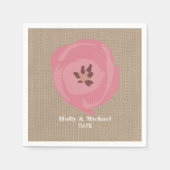 Burlap geïnspireerde roze tulp bruiloft servetten (Voorkant)