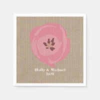 Burlap geïnspireerde roze tulp bruiloft servetten