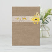 Burlap Geïnspireerde uitnodigingen tot het Baby sh (Staand voorkant)