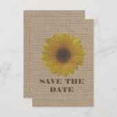 Burlap Geïnspireerde zonnebloem bespaart de datum Save The Date (Voorkant / Achterkant)