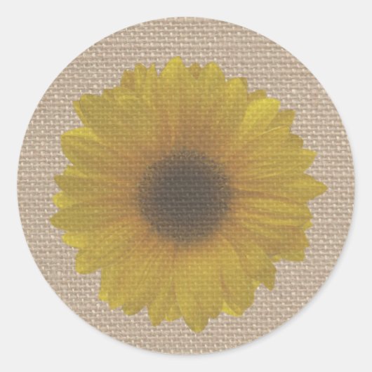 Burlap geïnspireerde zonnebloem Sticker (Voorkant)