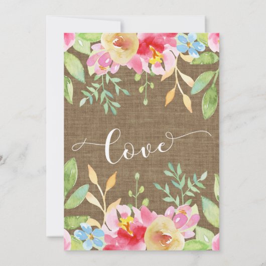 Burlap geschilderde bloemen gelofte vernieuwing vi kaart (Achterkant)