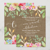 Burlap geschilderde bloemen gelofte vernieuwing vi kaart (Voorkant / Achterkant)