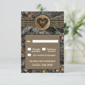 Burlap + gesneden hart Camo bruiloft RSVP Kaarten Kaartje (Staand voorkant)