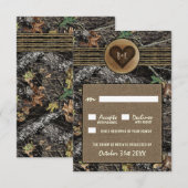 Burlap + gesneden hart Camo bruiloft RSVP Kaarten Kaartje (Voorkant / Achterkant)
