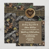 Burlap + gesneden hart Camo bruiloft uitnodigingen (Voorkant / Achterkant)