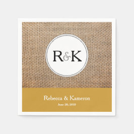 Burlap & Goud Monogrammed Bruiloft Servetten