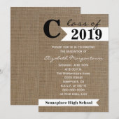 Burlap Graduation Party Uitnodiging (Voorkant / Achterkant)