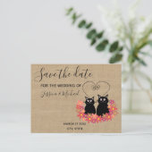 Burlap grappig schattig cartoon katten opslaan de aankondigingskaart (Staand voorkant)