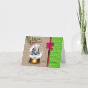 Burlap Green Honeycomb-kerstfotokaart Feestdagen Kaart