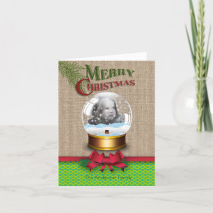 Burlap Green Honeycomb Kerstkaart Feestdagen Kaart