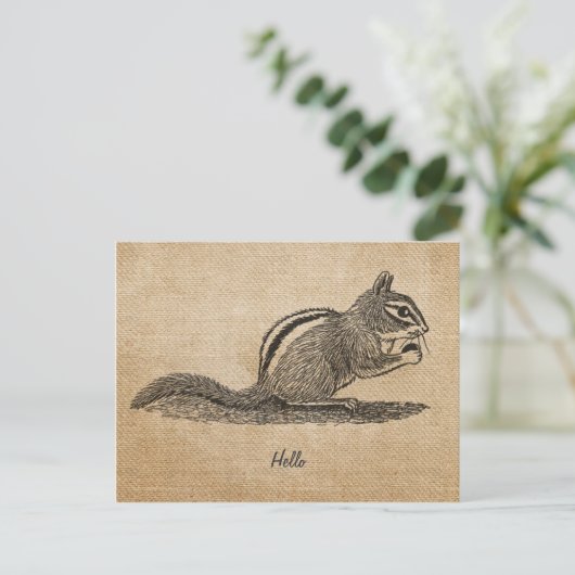 Burlap  hallo Chipmunk Briefkaart (Staand voorkant)