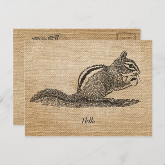 Burlap  hallo Chipmunk Briefkaart (Voorkant / Achterkant)
