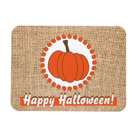 Burlap Halloween Pumpkin Magneet (Horizontaal)
