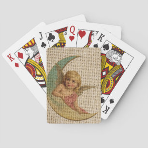 Burlap Halve Maan Victoriaans Angel Pokerkaarten