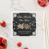 Burlap Hearts Lace Rustiek Zwart Krijtbord Bruilof Servet (Insitu)